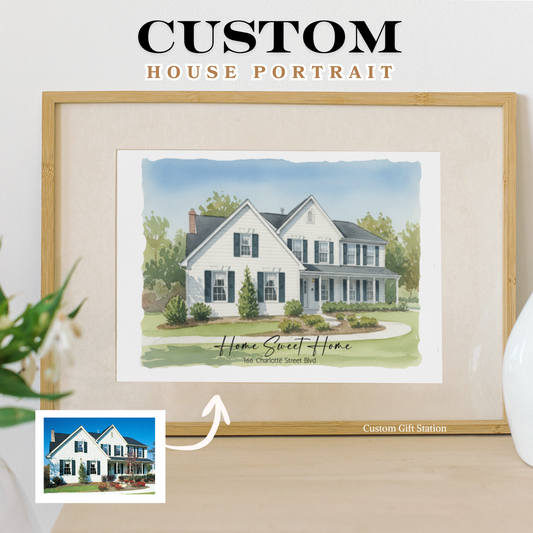 Custom Watercolor Style House Portrait