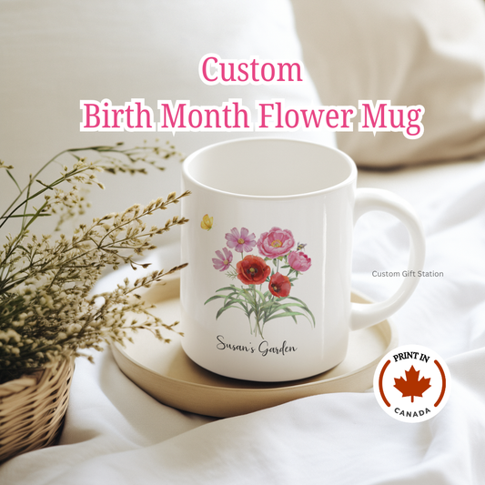 Custom Birth Month Flower Mug
