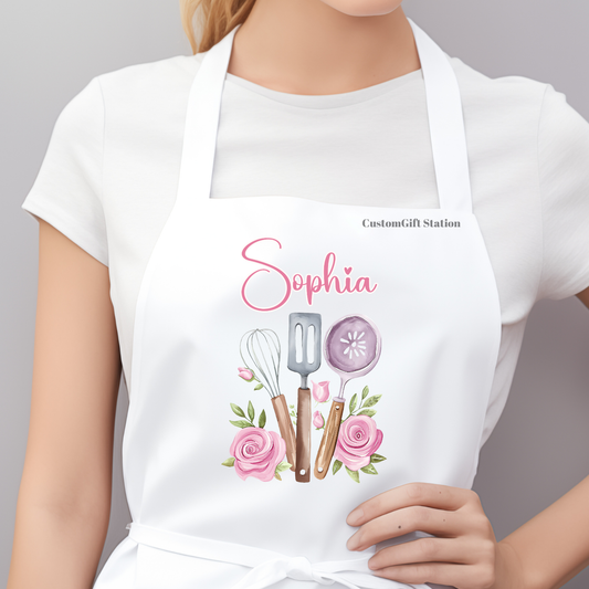 Custom Name Floral Apron