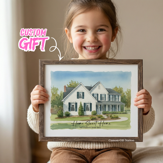 Custom Watercolor Style House Portrait