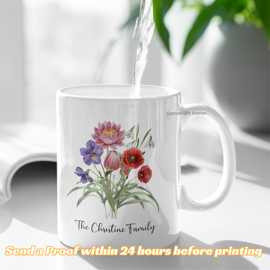 Custom Birth Month Flower Mug
