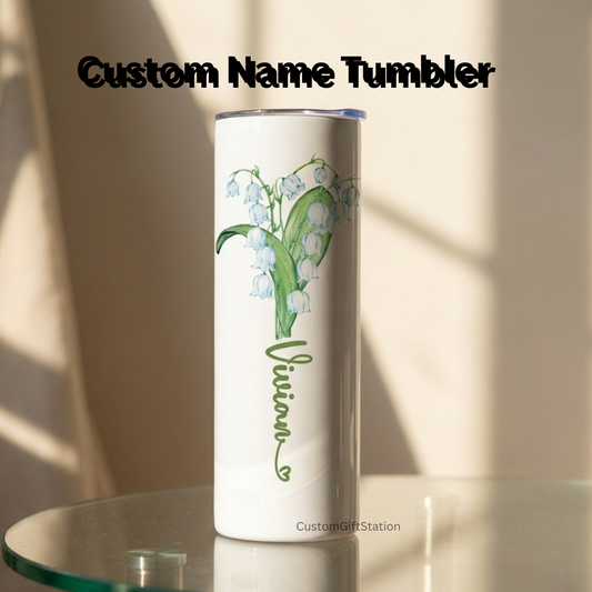 Custom Birth Month Flower Tumbler - Personalized name gift